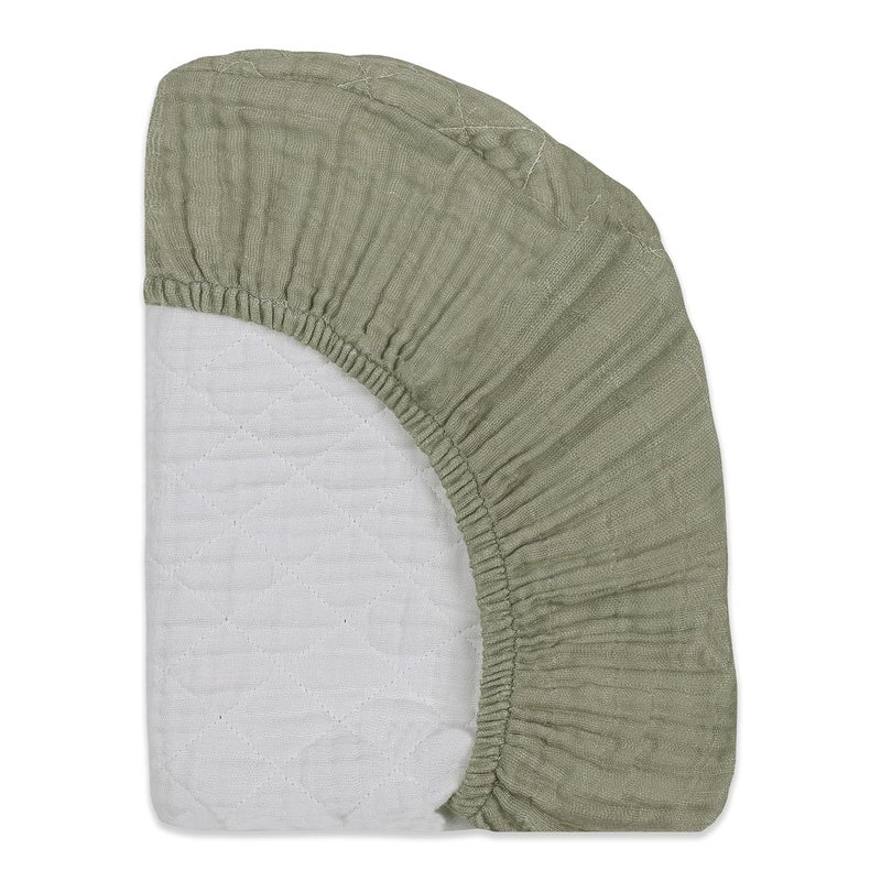 babyletto 100% Quilted Organic Cotton Changing Pad Cover, GOTS-Certified, Fitted 360°, Ultra-Soft and Breathable Muslin - Matcha Green - Image 4